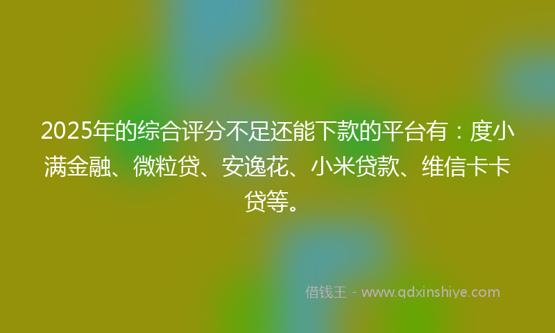 2025年的综合评分不足还能下款的平台有：度小满金融、微粒贷、安逸花、小米贷款、维信卡卡贷等。