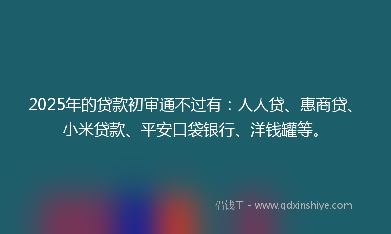 2025年的贷款初审通不过有：人人贷、惠商贷、小米贷款、平安口袋银行、洋钱罐等。