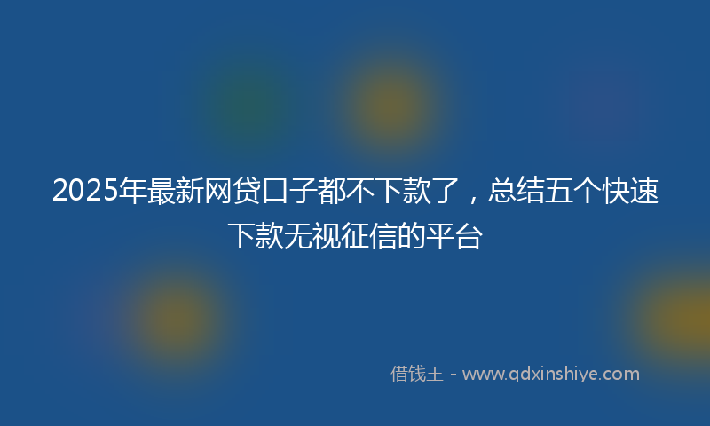 2025年最新网贷口子都不下款了，总结五个快速下款无视征信的平台
