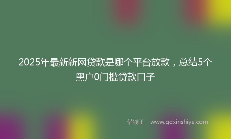 2025年最新新网贷款是哪个平台放款，总结5个黑户0门槛贷款口子