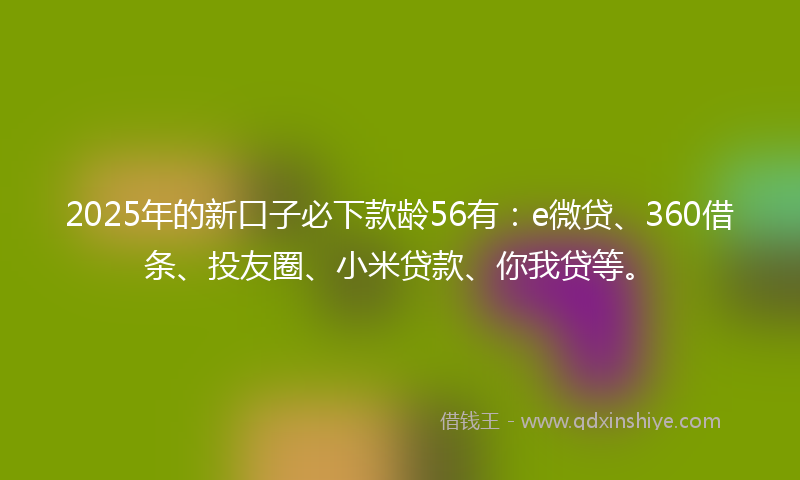 2025年的新口子必下款龄56有：e微贷、360借条、投友圈、小米贷款、你我贷等。