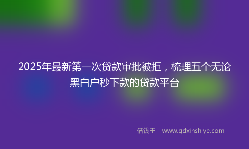 2025年最新第一次贷款审批被拒，梳理五个无论黑白户秒下款的贷款平台