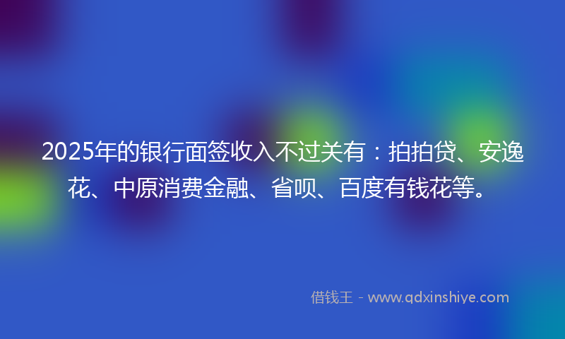 2025年的银行面签收入不过关有：拍拍贷、安逸花、中原消费金融、省呗、百度有钱花等。