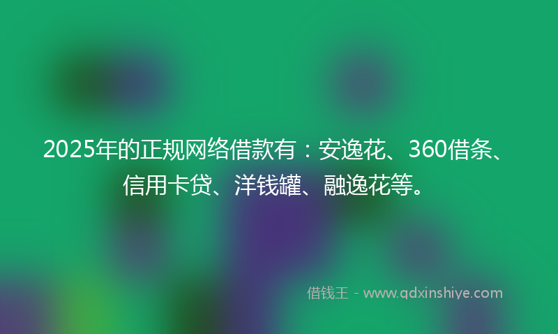 2025年的正规网络借款有：安逸花、360借条、信用卡贷、洋钱罐、融逸花等。