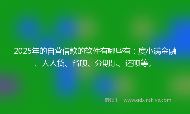 2025年的自营借款的软件有哪些有：度小满金融、人人贷、省呗、分期乐、还呗等。
