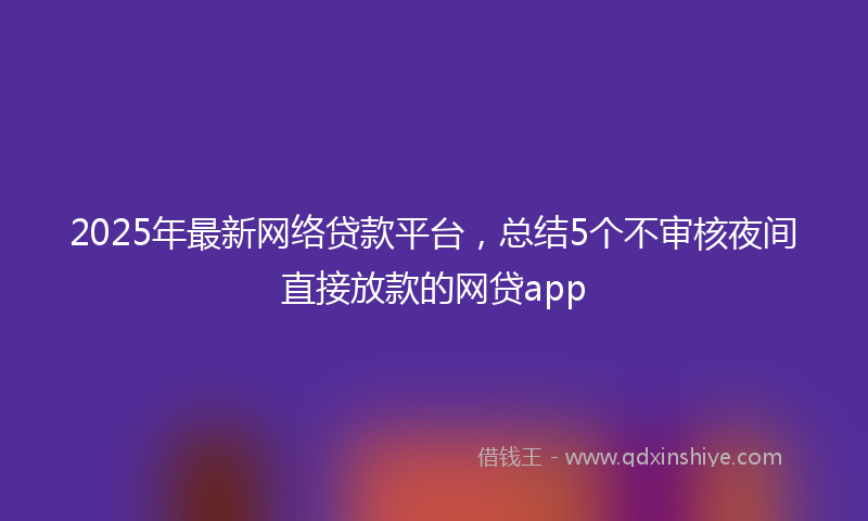 2025年最新网络贷款平台，总结5个不审核夜间直接放款的网贷app