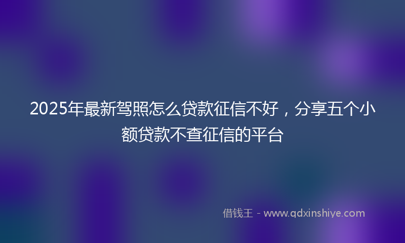 2025年最新驾照怎么贷款征信不好，分享五个小额贷款不查征信的平台