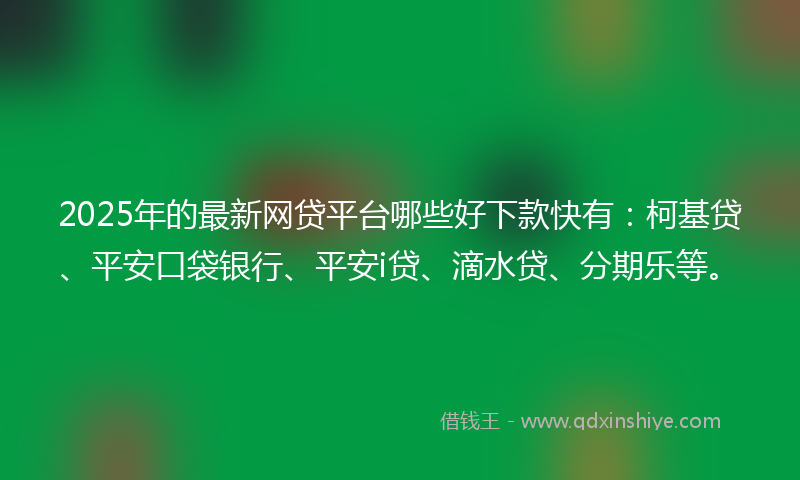 2025年的最新网贷平台哪些好下款快有：柯基贷、平安口袋银行、平安i贷、滴水贷、分期乐等。
