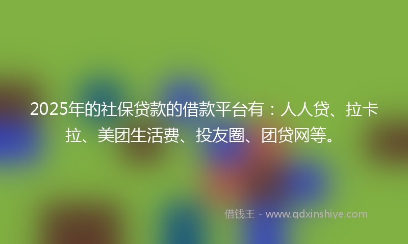2025年的社保贷款的借款平台有：人人贷、拉卡拉、美团生活费、投友圈、团贷网等。