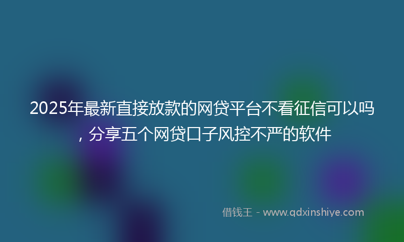 2025年最新直接放款的网贷平台不看征信可以吗，分享五个网贷口子风控不严的软件