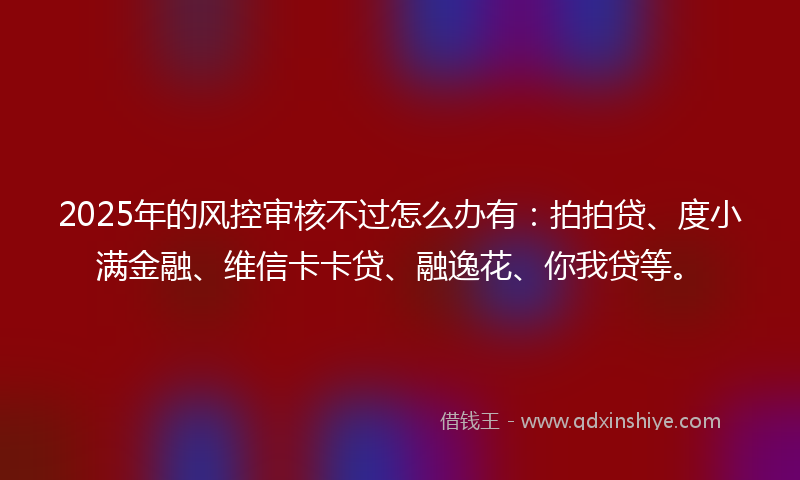 2025年的风控审核不过怎么办有：拍拍贷、度小满金融、维信卡卡贷、融逸花、你我贷等。