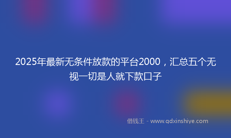 2025年最新无条件放款的平台2000，汇总五个无视一切是人就下款口子