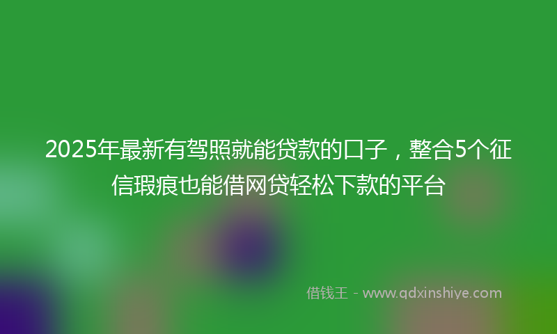 2025年最新有驾照就能贷款的口子，整合5个征信瑕疵也能借网贷轻松下款的平台