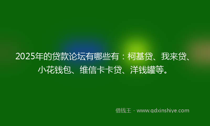 2025年的贷款论坛有哪些有：柯基贷、我来贷、小花钱包、维信卡卡贷、洋钱罐等。