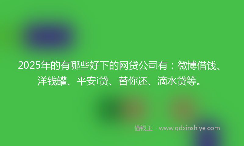 2025年的有哪些好下的网贷公司有：微博借钱、洋钱罐、平安i贷、替你还、滴水贷等。