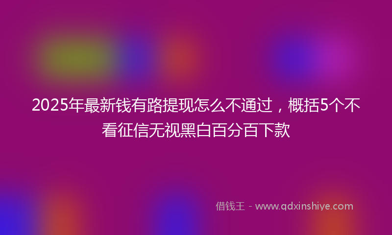 2025年最新钱有路提现怎么不通过，概括5个不看征信无视黑白百分百下款