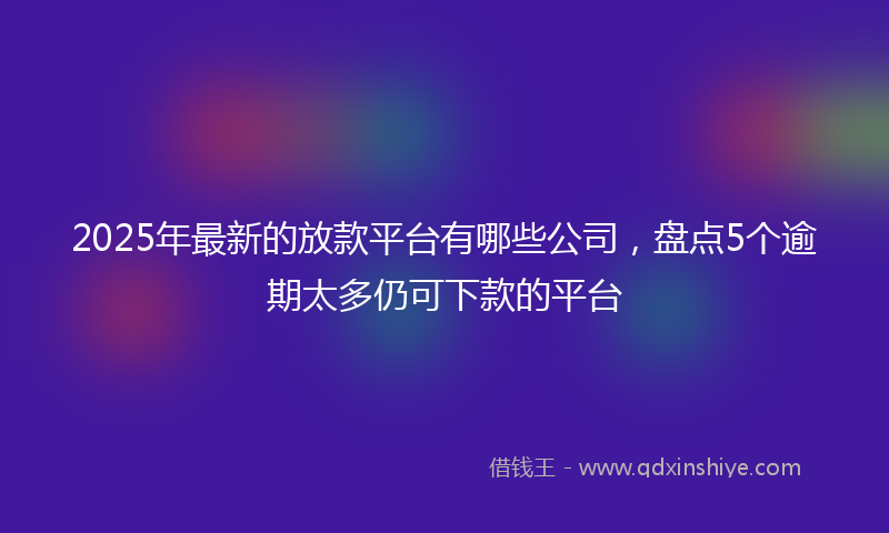 2025年最新的放款平台有哪些公司，盘点5个逾期太多仍可下款的平台