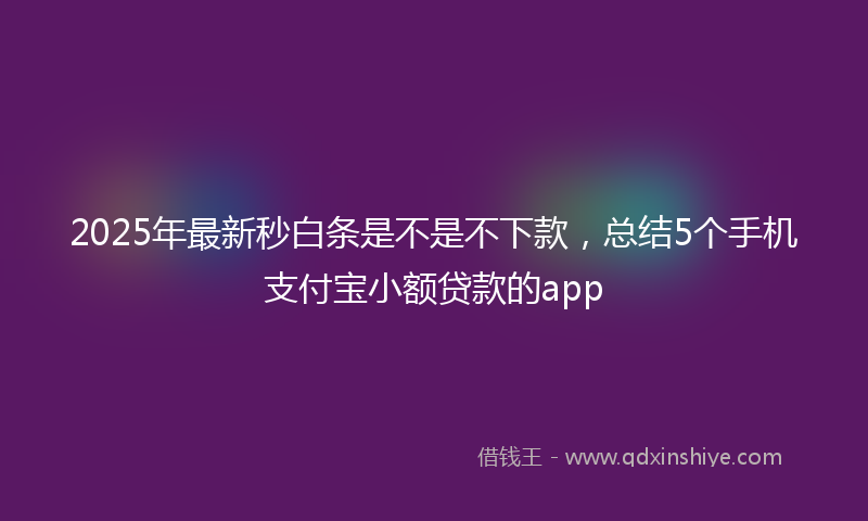 2025年最新秒白条是不是不下款，总结5个手机支付宝小额贷款的app