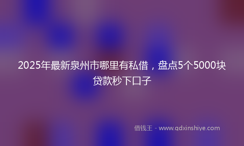 2025年最新泉州市哪里有私借，盘点5个5000块贷款秒下口子