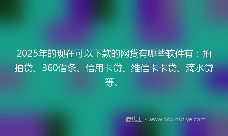 2025年的现在可以下款的网贷有哪些软件有：拍拍贷、360借条、信用卡贷、维信卡卡贷、滴水贷等。