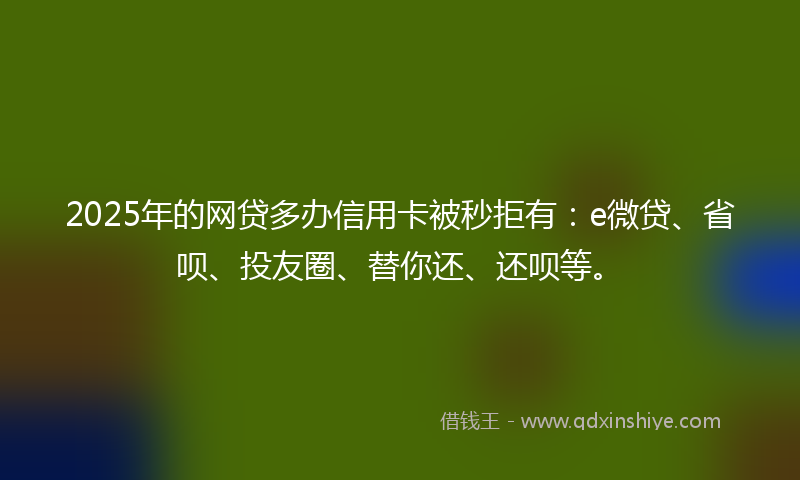 2025年的网贷多办信用卡被秒拒有：e微贷、省呗、投友圈、替你还、还呗等。