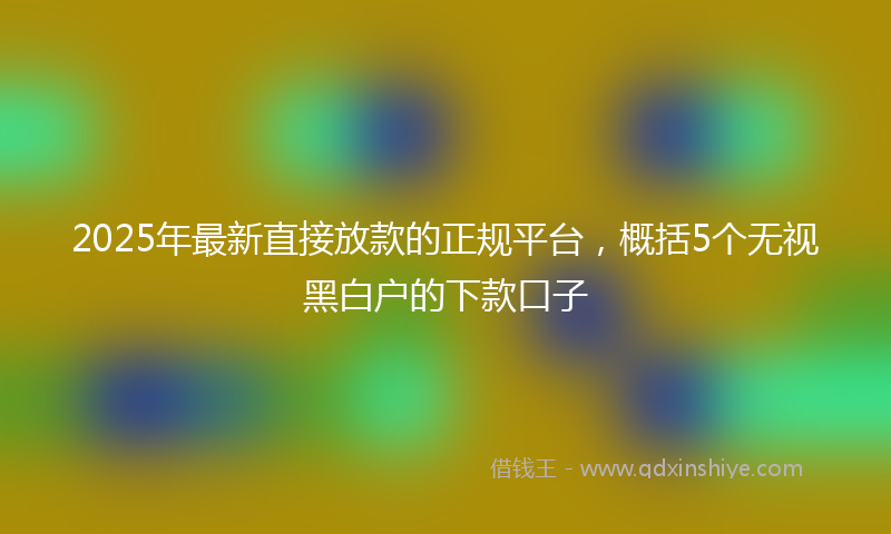 2025年最新直接放款的正规平台，概括5个无视黑白户的下款口子
