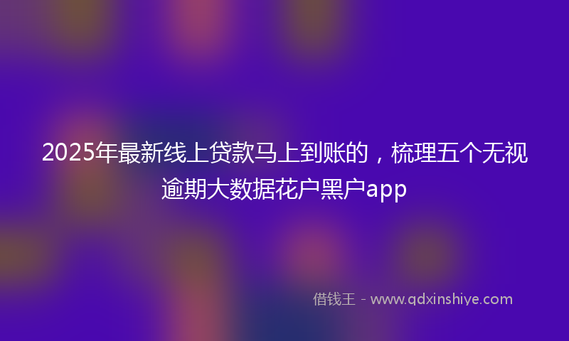 2025年最新线上贷款马上到账的，梳理五个无视逾期大数据花户黑户app