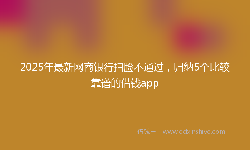 2025年最新网商银行扫脸不通过，归纳5个比较靠谱的借钱app