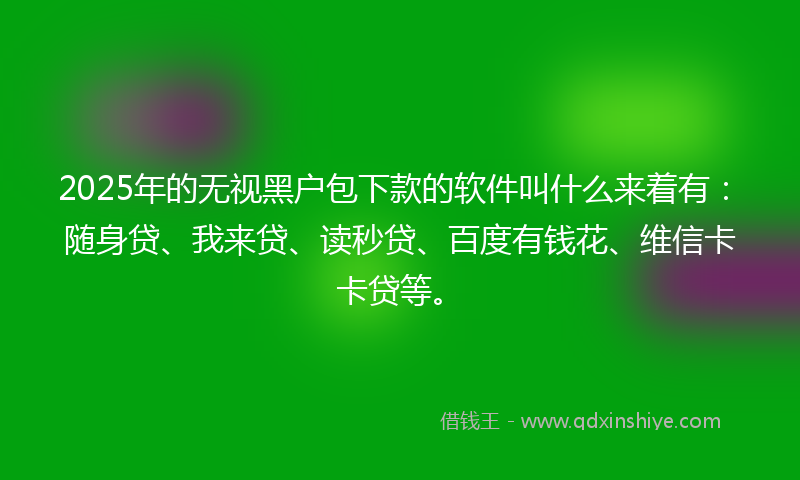 2025年的无视黑户包下款的软件叫什么来着有：随身贷、我来贷、读秒贷、百度有钱花、维信卡卡贷等。