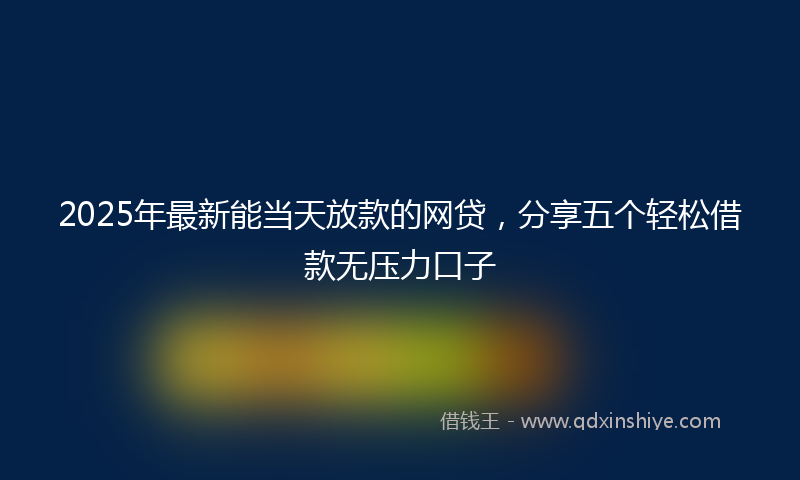 2025年最新能当天放款的网贷，分享五个轻松借款无压力口子