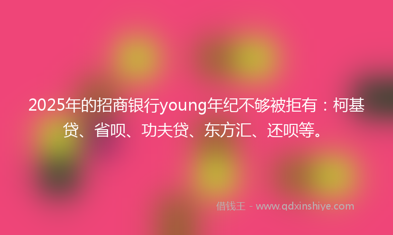 2025年的招商银行young年纪不够被拒有：柯基贷、省呗、功夫贷、东方汇、还呗等。