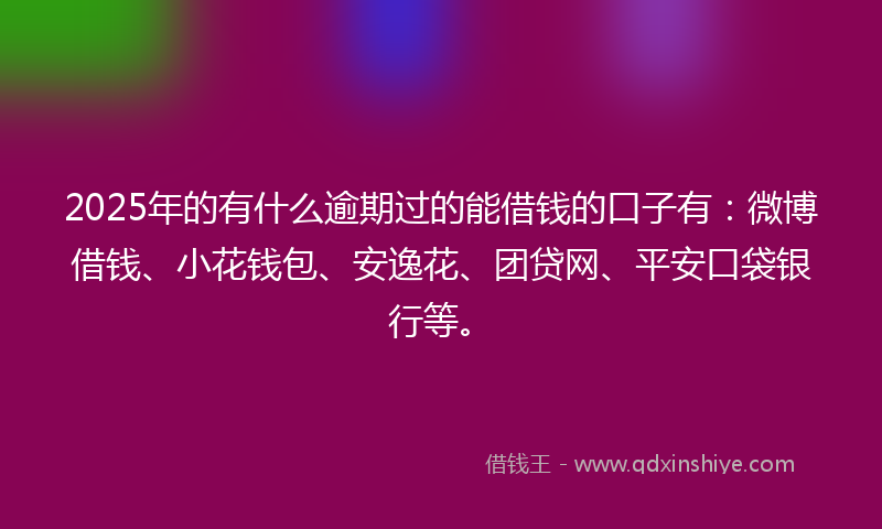 2025年的有什么逾期过的能借钱的口子有：微博借钱、小花钱包、安逸花、团贷网、平安口袋银行等。
