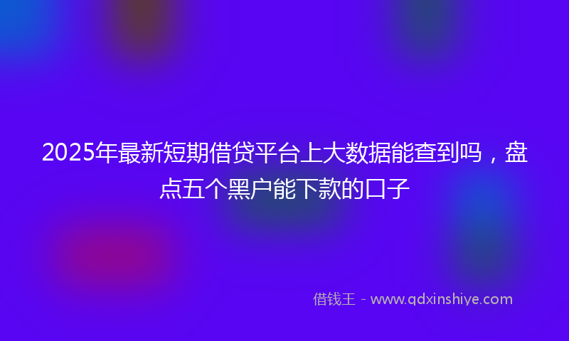 2025年最新短期借贷平台上大数据能查到吗，盘点五个黑户能下款的口子