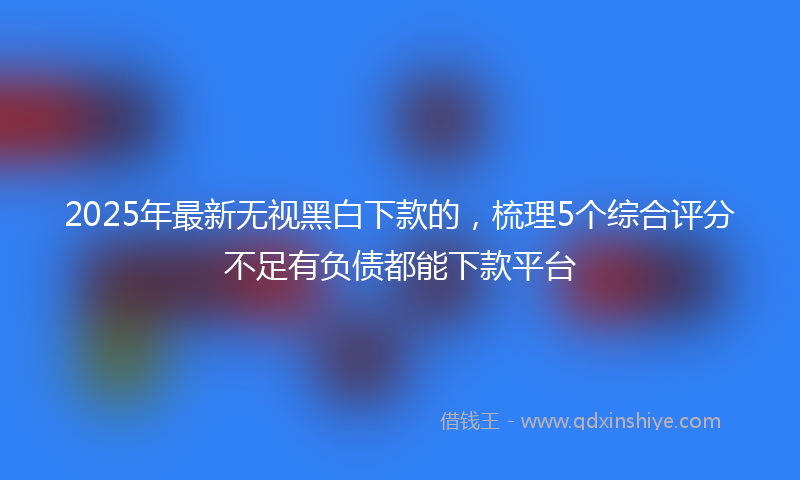 2025年最新无视黑白下款的，梳理5个综合评分不足有负债都能下款平台