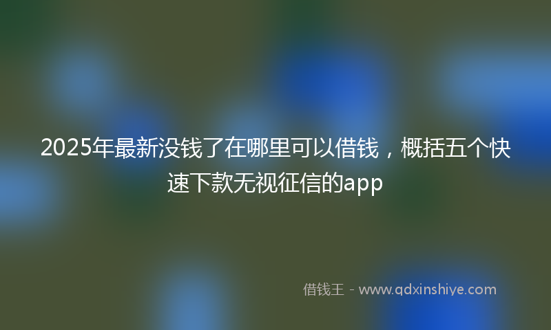 2025年最新没钱了在哪里可以借钱，概括五个快速下款无视征信的app