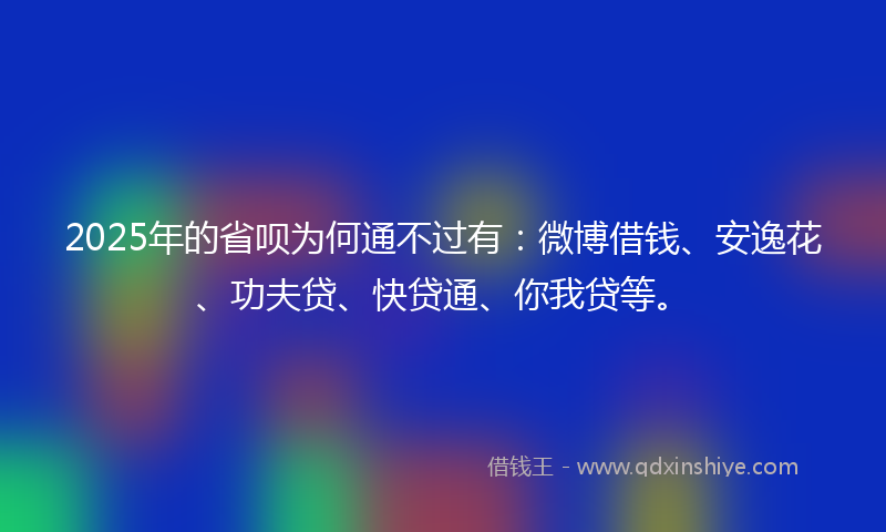 2025年的省呗为何通不过有：微博借钱、安逸花、功夫贷、快贷通、你我贷等。