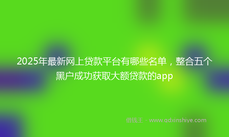 2025年最新网上贷款平台有哪些名单，整合五个黑户成功获取大额贷款的app