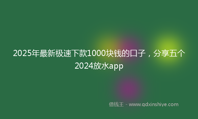 2025年最新极速下款1000块钱的口子，分享五个2024放水app
