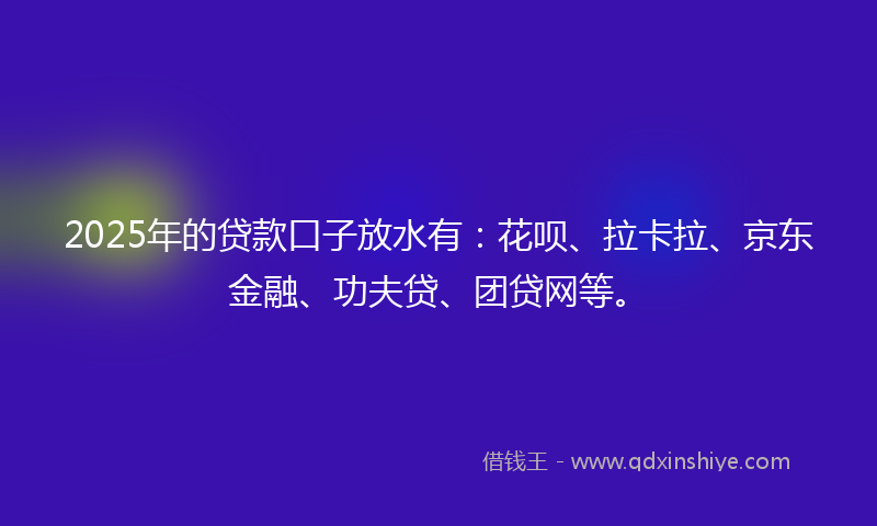 2025年的贷款口子放水有：花呗、拉卡拉、京东金融、功夫贷、团贷网等。