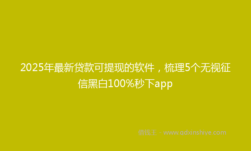 2025年最新贷款可提现的软件，梳理5个无视征信黑白100%秒下app