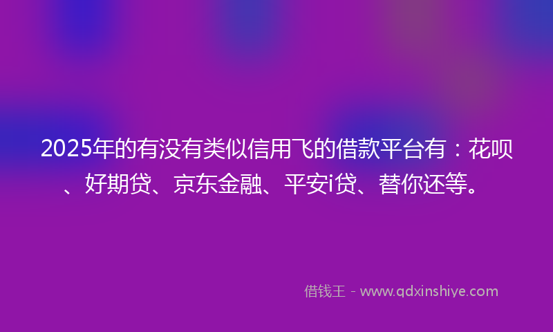 2025年的有没有类似信用飞的借款平台有：花呗、好期贷、京东金融、平安i贷、替你还等。