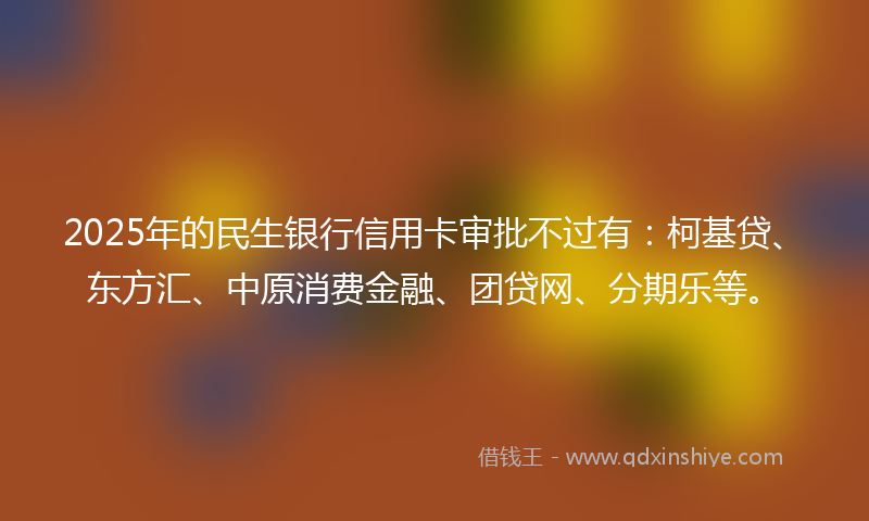 2025年的民生银行信用卡审批不过有：柯基贷、东方汇、中原消费金融、团贷网、分期乐等。