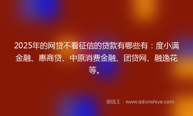2025年的网贷不看征信的贷款有哪些有：度小满金融、惠商贷、中原消费金融、团贷网、融逸花等。