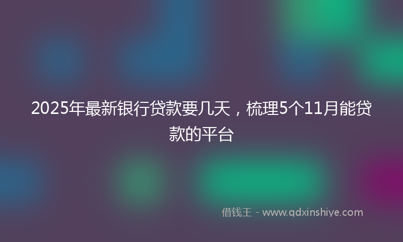 2025年最新银行贷款要几天，梳理5个11月能贷款的平台