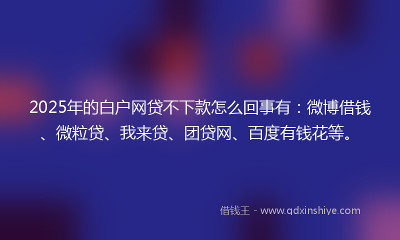 2025年的白户网贷不下款怎么回事有：微博借钱、微粒贷、我来贷、团贷网、百度有钱花等。