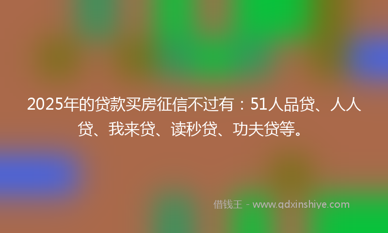 2025年的贷款买房征信不过有：51人品贷、人人贷、我来贷、读秒贷、功夫贷等。