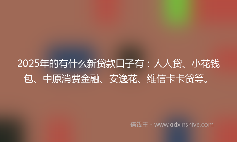 2025年的有什么新贷款口子有：人人贷、小花钱包、中原消费金融、安逸花、维信卡卡贷等。