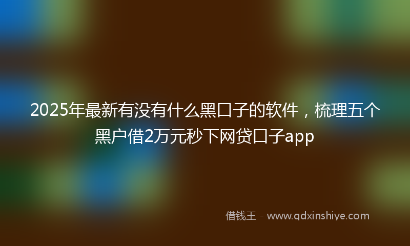 2025年最新有没有什么黑口子的软件，梳理五个黑户借2万元秒下网贷口子app