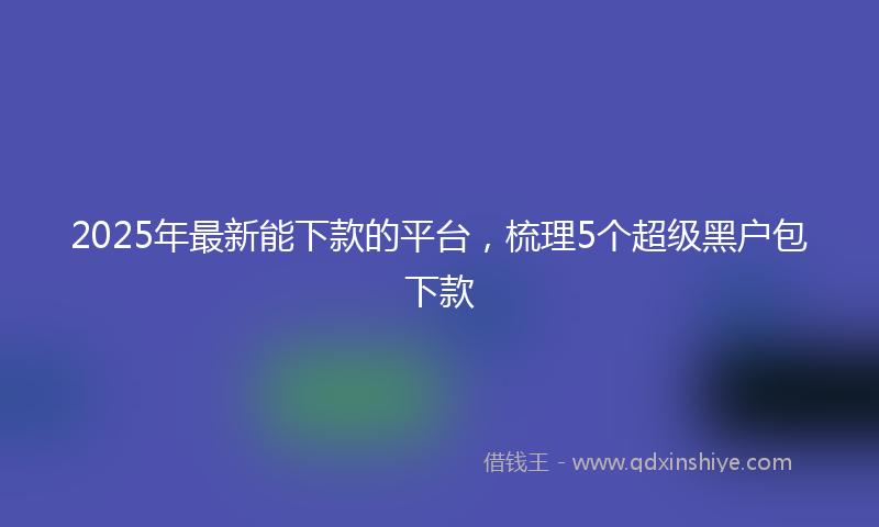 2025年最新能下款的平台，梳理5个超级黑户包下款