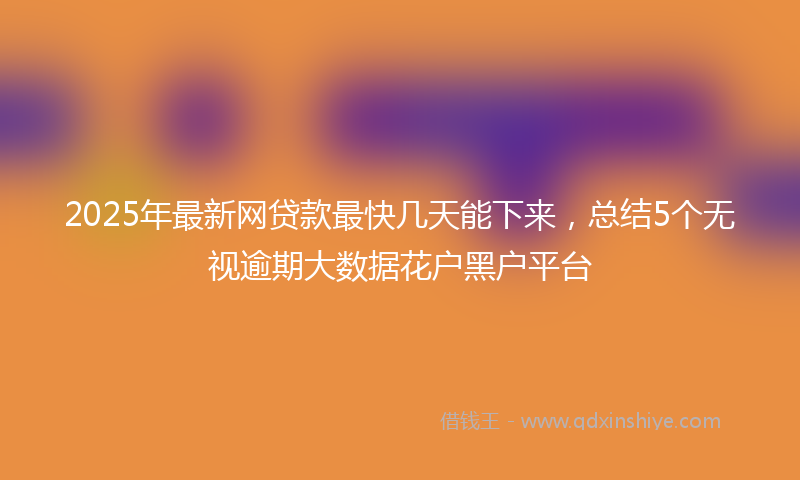 2025年最新网贷款最快几天能下来，总结5个无视逾期大数据花户黑户平台